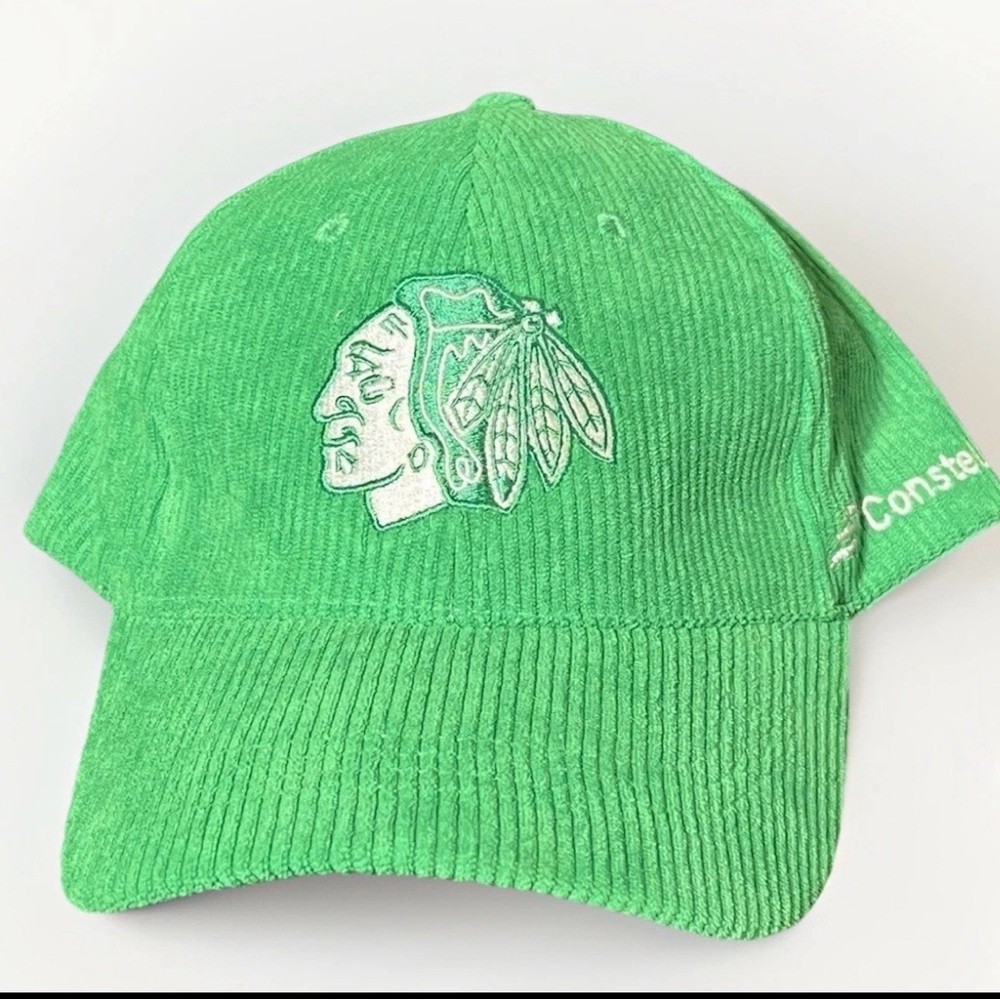Chicago Blackhawks Hockey Green Corduroy Hat Adjustable St Patrick’s Day